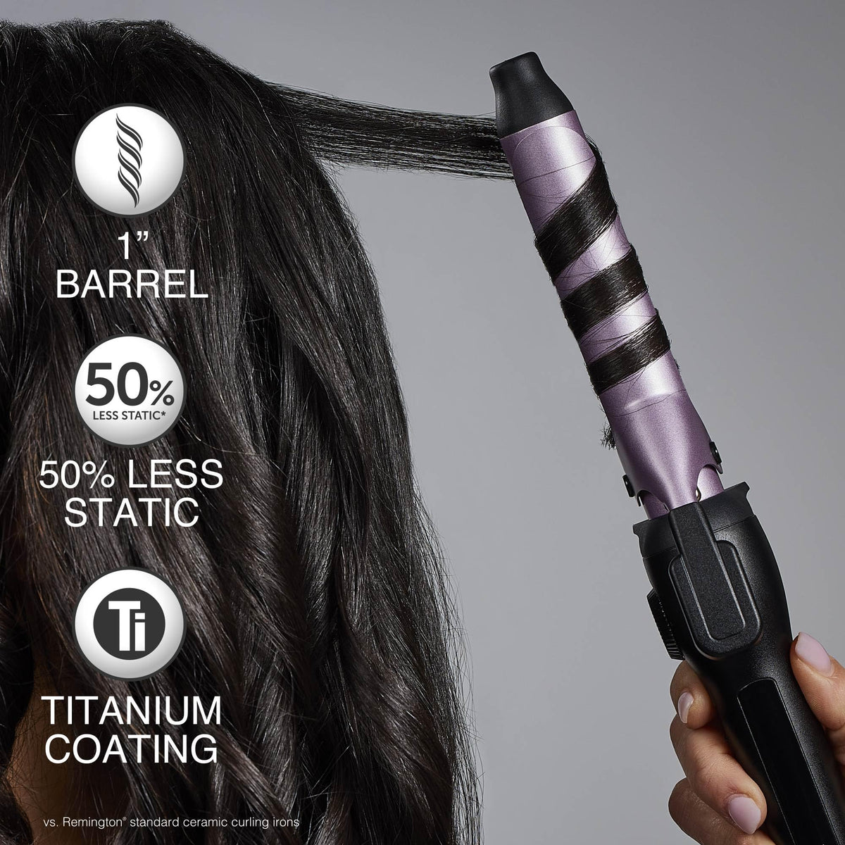 Remington Titanium Protection coating speeds heat-up for quicker styling.