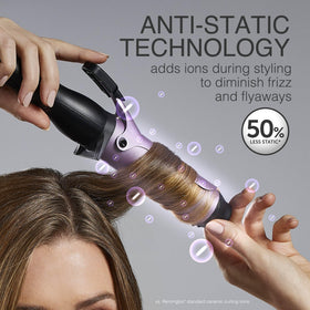 Remington Titanium Protection coating speeds heat-up for quicker styling sessions.