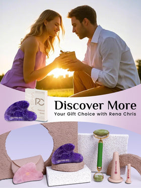 Rena Chris amethyst gua sha tool with oil for smooth glide