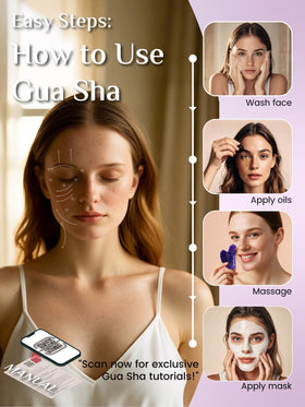 Rena Chris amethyst gua sha tool packaging in elegant gift box