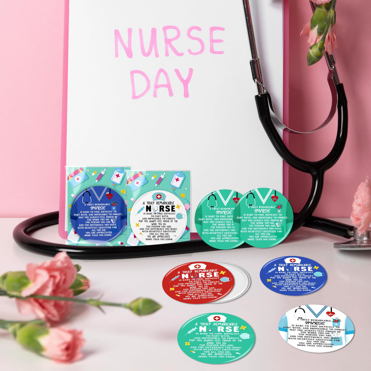 Renbuzhu compact mirror with stethoscope motif for CNA appreciation