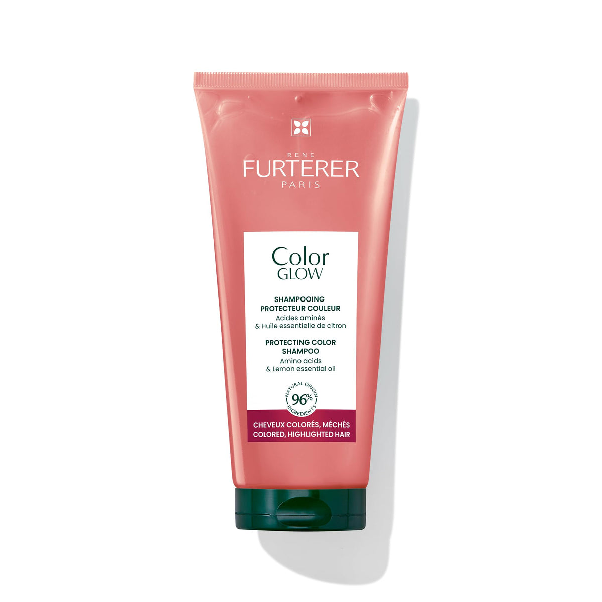 René Furterer Color Glow Shampoo bottle highlights color protection and gentle cleansing.