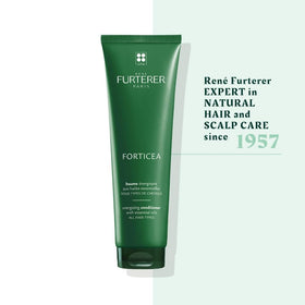 René Furterer Forticea Strengthening Conditioner label highlights silicone-free, paraben-free formula.
