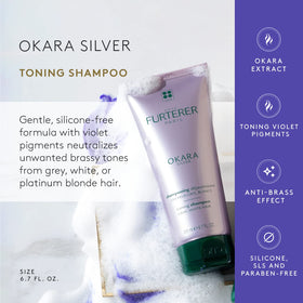 Rene Furterer OKARA Silver lather forms during application, helping neutralize yellow tones.