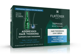 Rene Furterer Triphasic Serum bottle close-up for scalp care