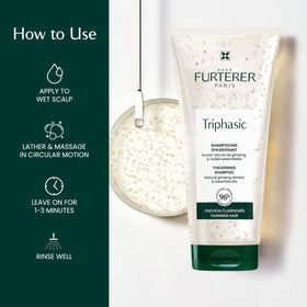 René Furterer Triphasic Strengthening Shampoo travel-size bottle for on-the-go thinning hair care.