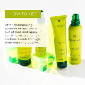 Rene Furterer Volumea texture close-up demonstrates detangling slip.