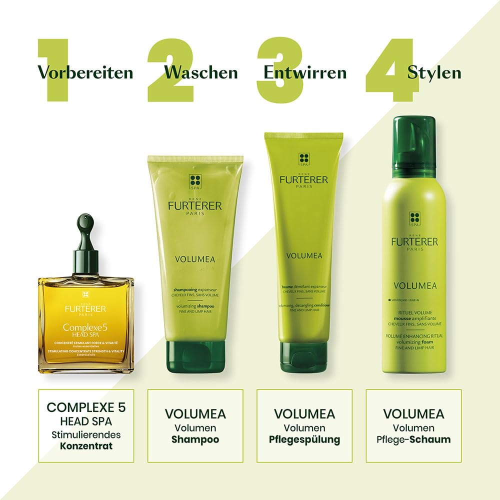 René Furterer Volumea logo-closeup reinforces trusted, salon-grade branding.