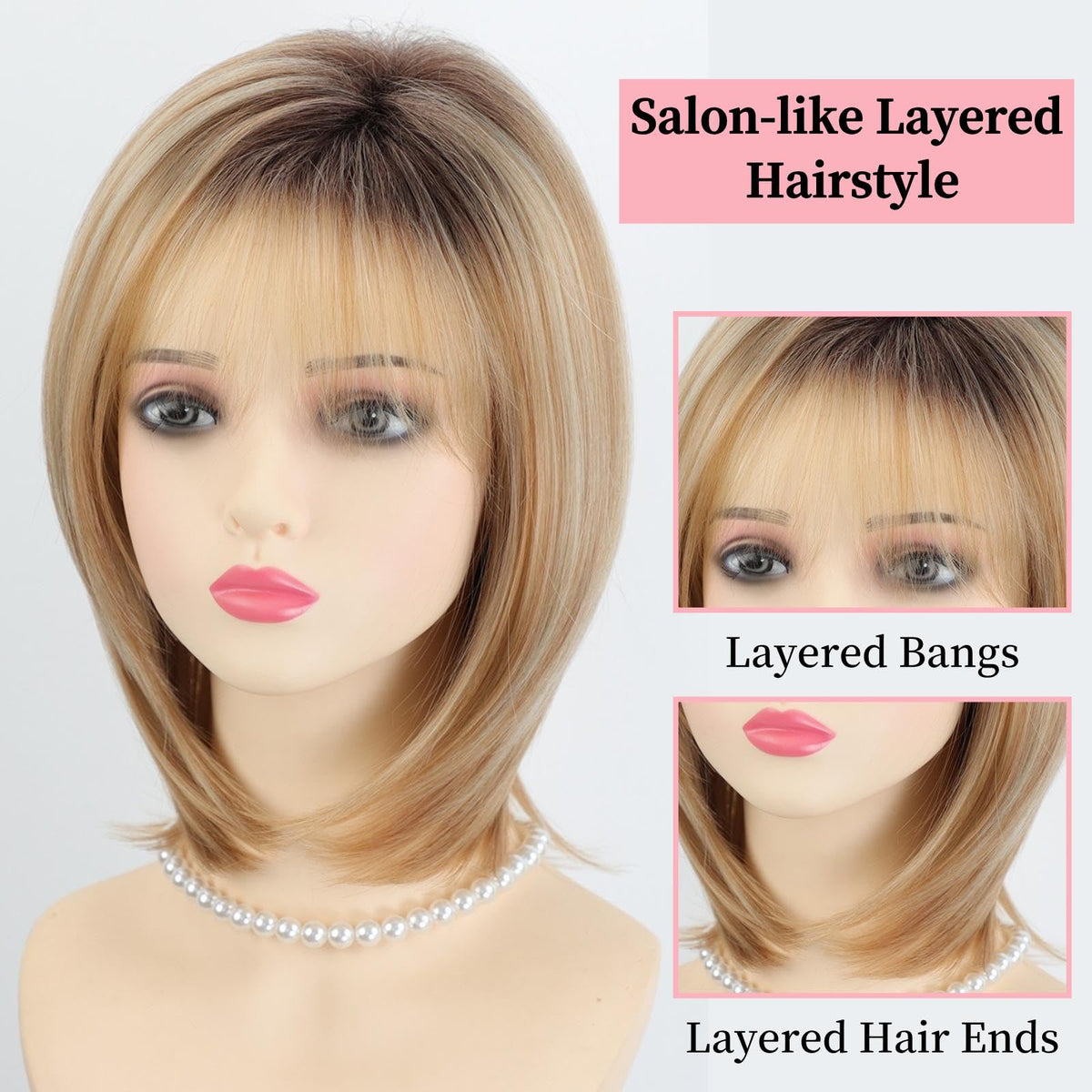 RENERSHOW matte finish blonde wig provides a fashionable, natural-looking texture