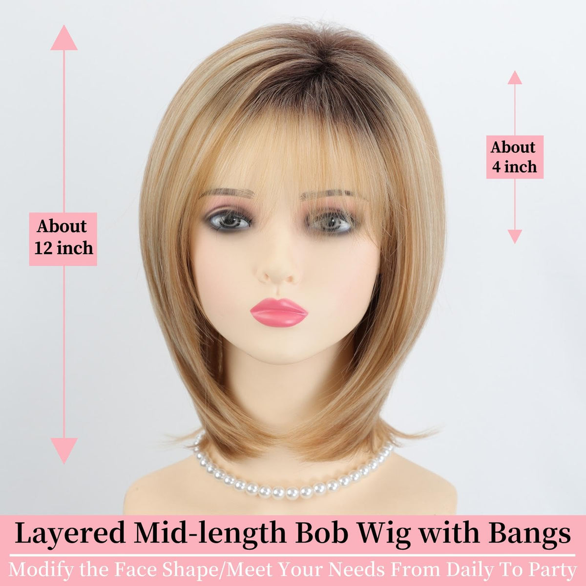 RENERSHOW rooted color bob wig adds natural look and versatile color pairing