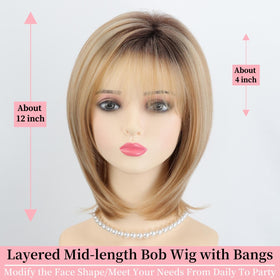 RENERSHOW rooted color bob wig adds natural look and versatile color pairing