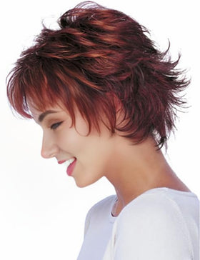 RENERSHOW short red pixie cut wavy wig front view for a bold daytime look