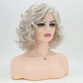 RENERSHOW silver gray mixed bob wig offers natural color and versatility.