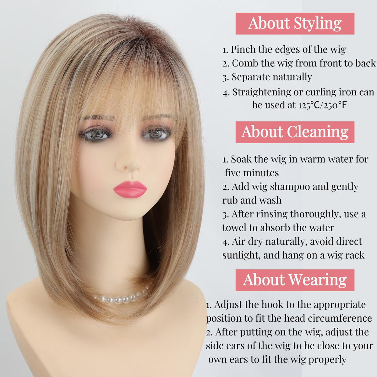 RENERSHOW versatile bob wig for dating, weddings, parties, or daily wear.
