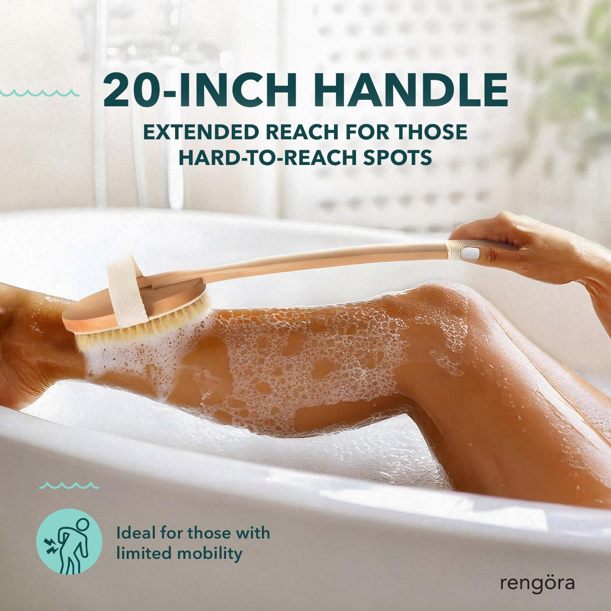 Rengöra ergonomic cherry wood handle offers comfortable, secure grip.
