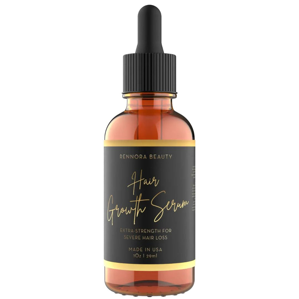 Rennora Beauty extra-strength serum bottle for targeted scalp care and potential regrowth support.