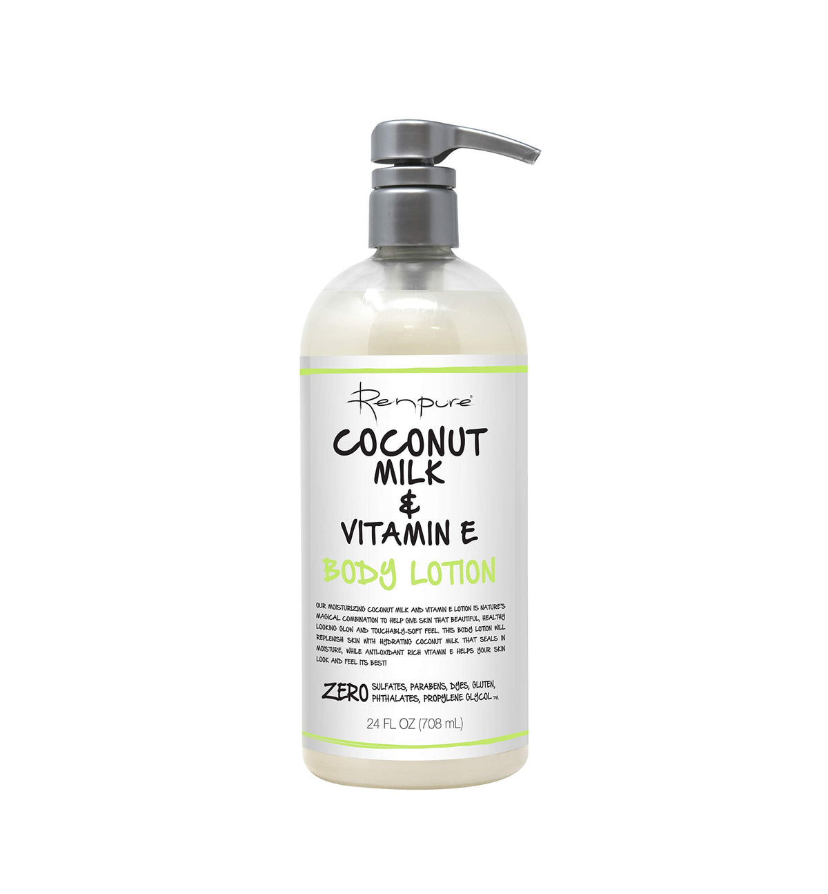 Renpure Coconut Milk & Vitamin E Body Lotion bottle for hydrated skin