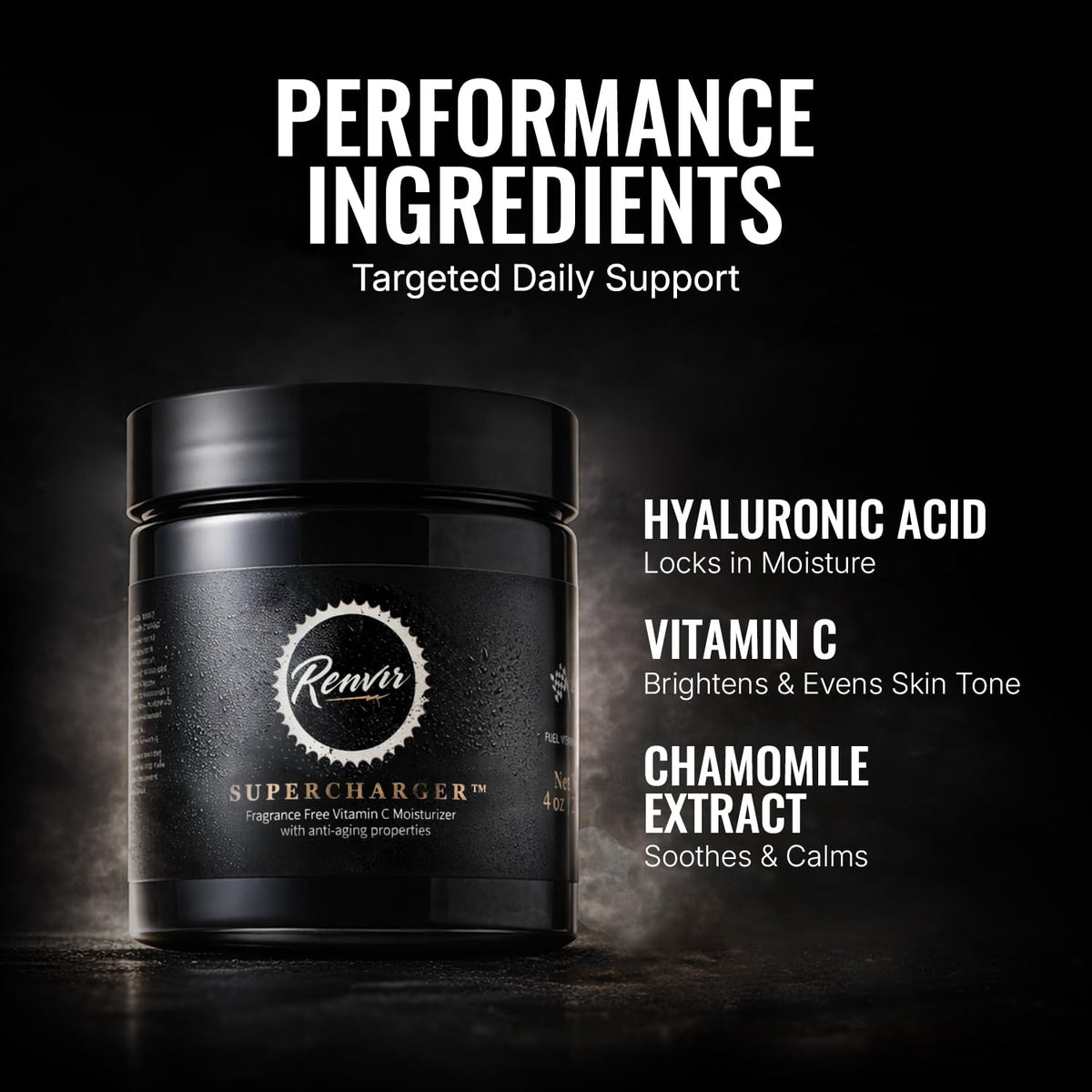 RENVIR Supercharger cream on hand – quick-absorbing hydration ready to apply.