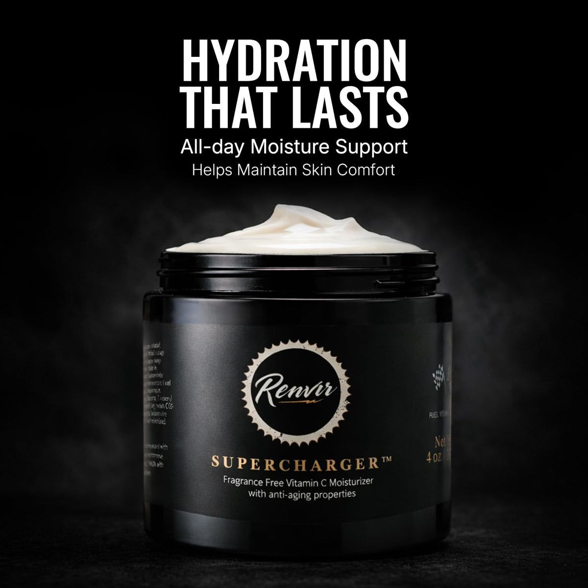 RENVIR Supercharger massage on cheek – smooth application after shaving.