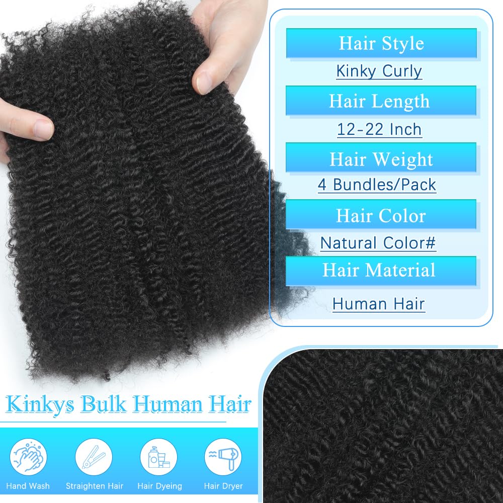 Renyarch Afro Kinky Bulk natural color bundle highlights versatile styling options.