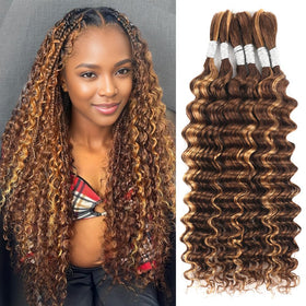 Renyarch deep wave human braiding hair bundle showing natural texture for seamless boho braids.