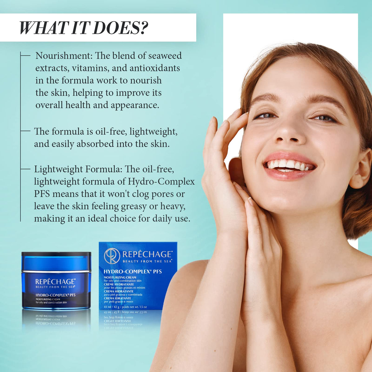 Repechage packaging with 1.5 fl oz size for daily convenience