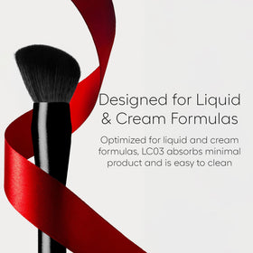 Rephr LC 03 in use delivering a streak-free finish on liquid foundation.
