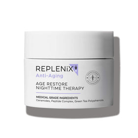 Replenix Age Restore bottle with cream highlights deep overnight hydration