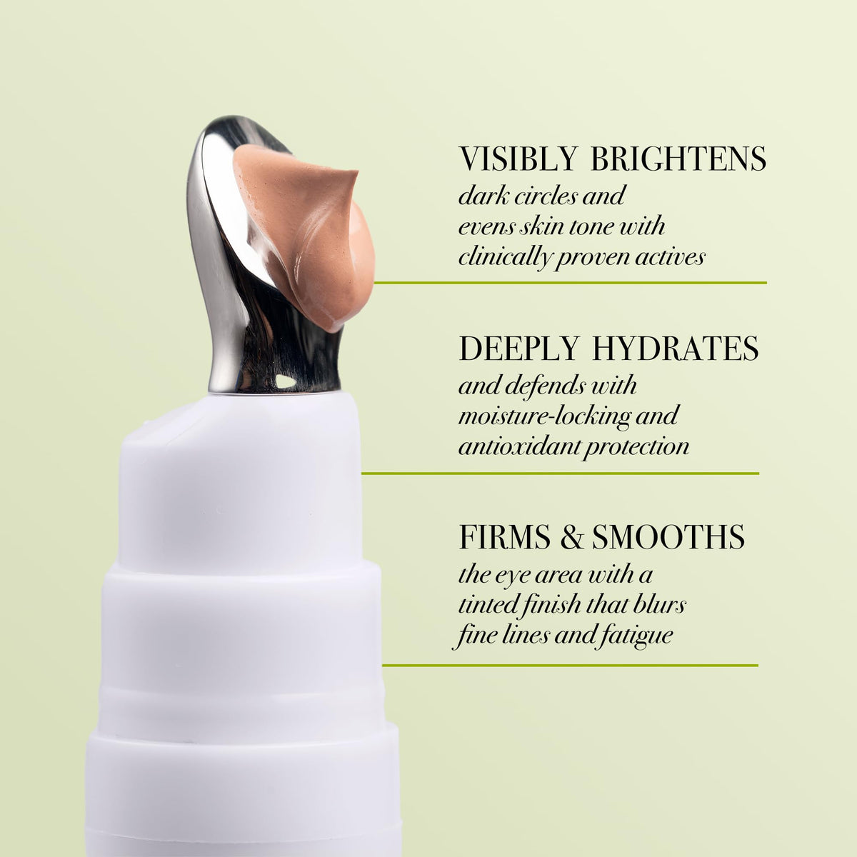 Replenix eye cream tinted swatch shows natural coverage.
