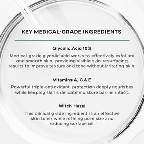 Replenix Glycolic Acid 10% pads applying scene; targets problem areas with controlled resurfacing.