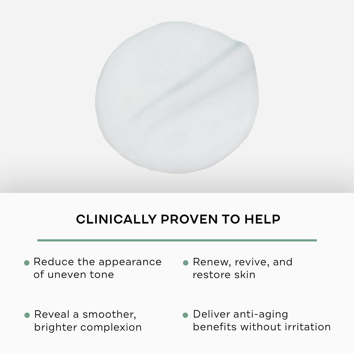 Replenix Glycolic Acid 10% pads closeup; showcases pre-medicated formula for gentle exfoliation.