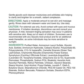 Replenix Glycolic Acid Resurfacing Cleanser ingredients highlight ultra-pure components