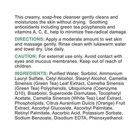 Calm, balanced complexion idea after using a gentle, antioxidant-rich cleanser.