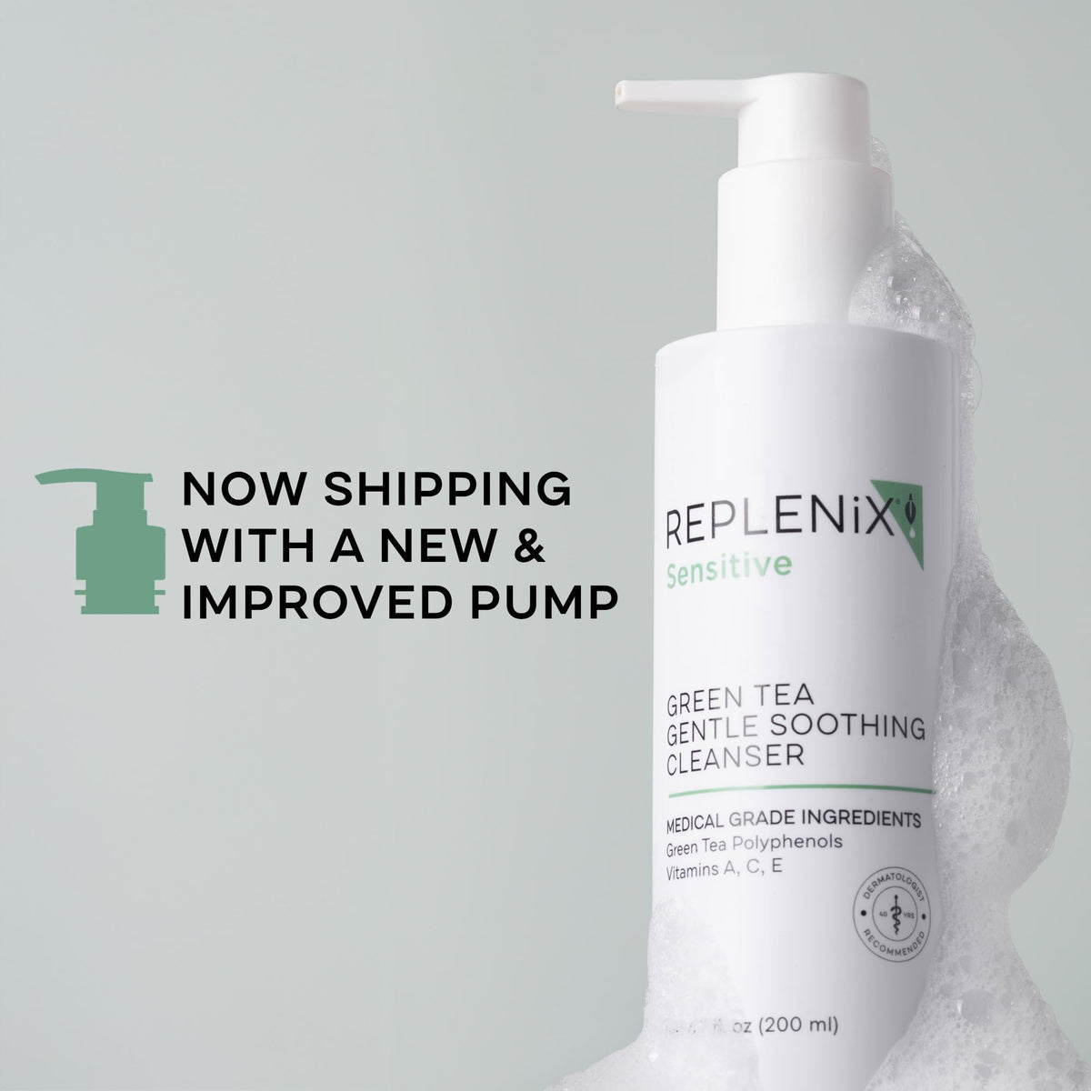 Creamy cleanser texture shown as it lathers on wet skin.