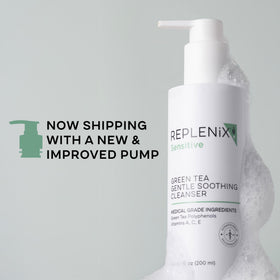 Creamy cleanser texture shown as it lathers on wet skin.