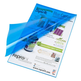 ReproFX Spirit Tattoo Blue Carrier front view for even thermal transfers and clear stencils