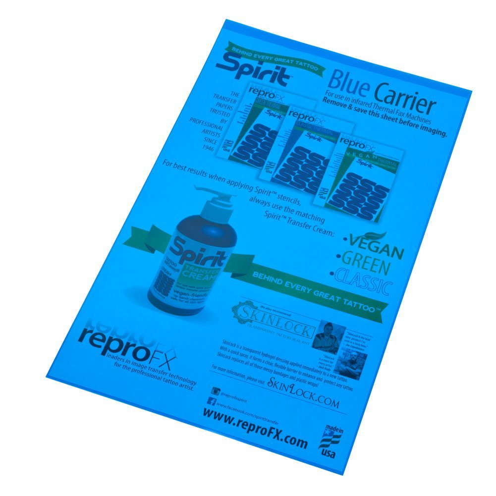 ReproFX Spirit Tattoo Blue Carrier side view showing compatibility with diverse thermal machines