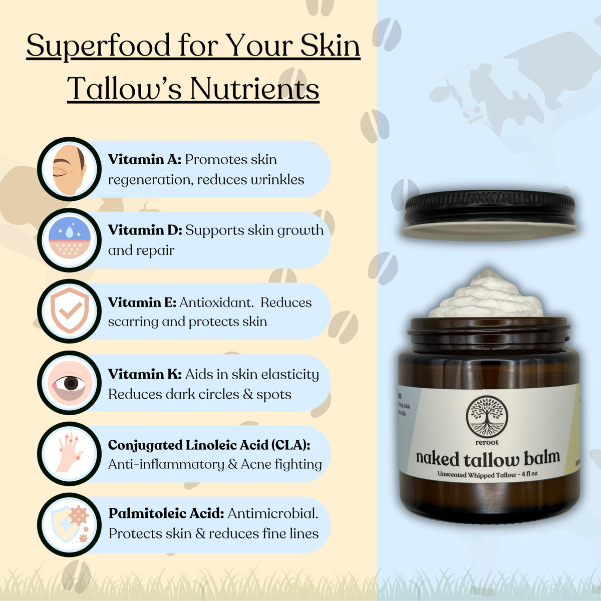 Reroot Organics Naked Tallow Balm on baby skin in gentle use.