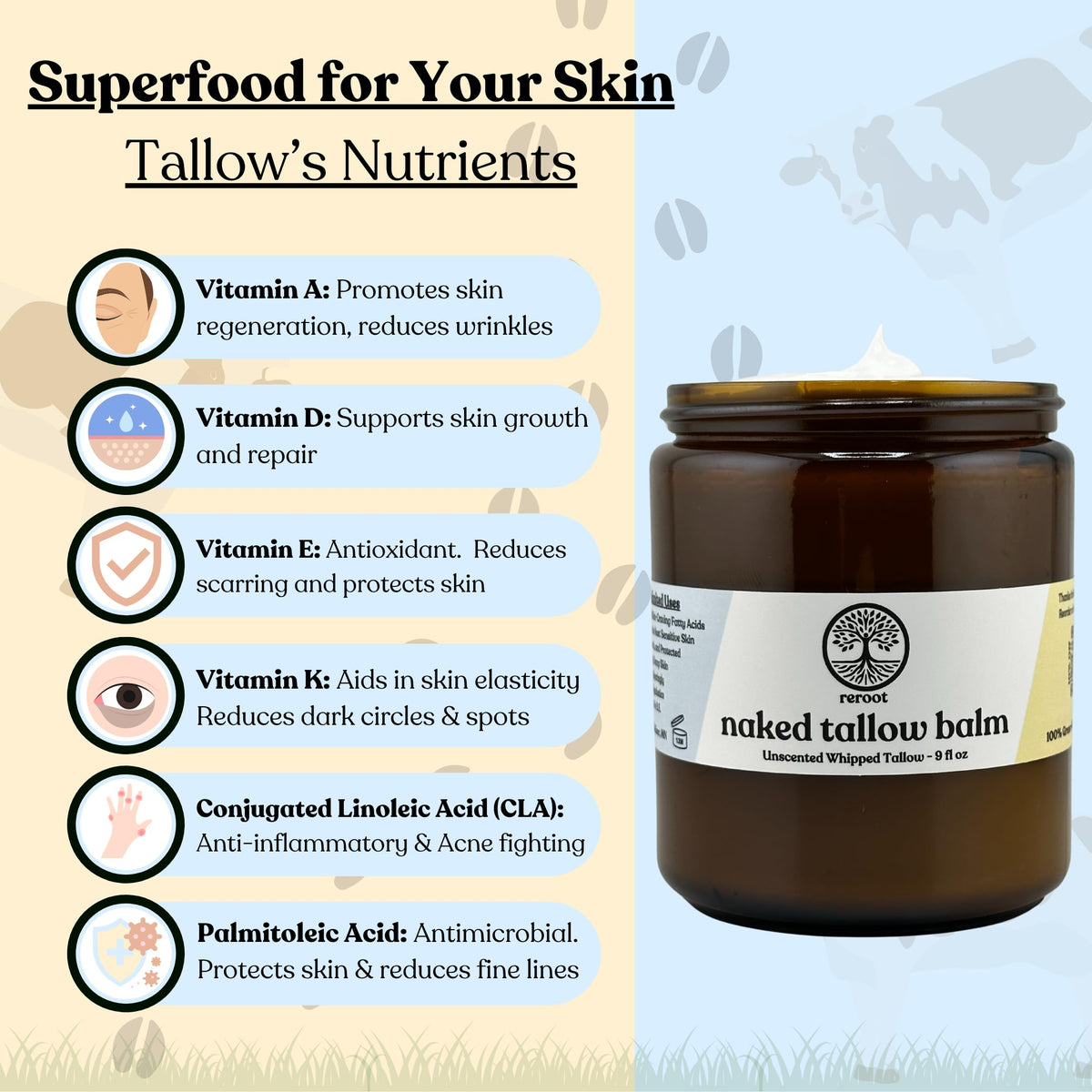 Reroot Organics Naked Tallow Balm suitable for babies with sensitive skin