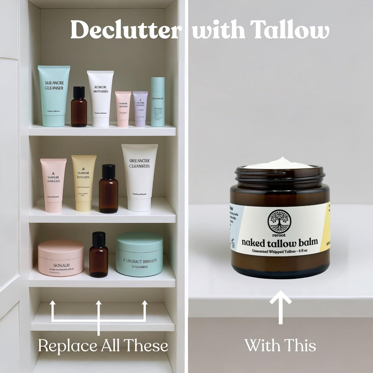 Reroot Organics Naked Tallow Balm for sensitive skin in use.