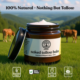 Reroot Organics Naked Tallow Balm whipped texture close-up for creamy application.