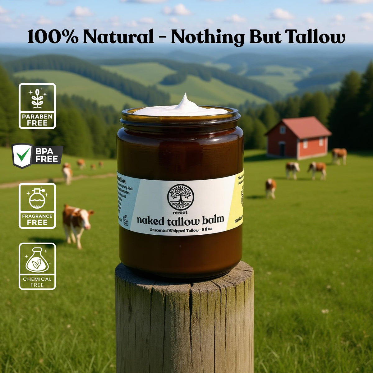 Reroot Organics Naked Tallow Balm whipped texture detail for easy skin application