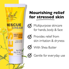 RESCUE Bach Rescue Cream applied on body to soothe dry skin.