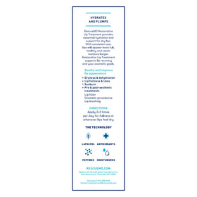 RescueMD Restorative Lip Treatment box-and-bottle display for daily lip care routine.