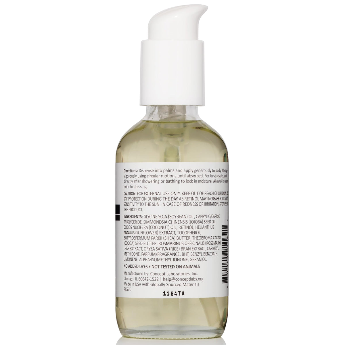 Reshape+ Retinol Firming Body Oil pump being used for quick absorption after shower.