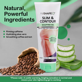 Reshape+ aloe vera moisture image promoting hydrated, softer skin.