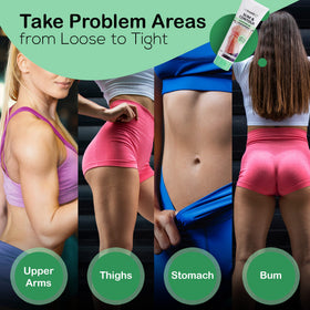 Reshape+ skin-tightening gel application demonstrates targeted massage on treated areas.