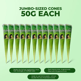 Reshma Beauty Henna Cone 50g Size Comparison highlighting larger cones for longer sessions