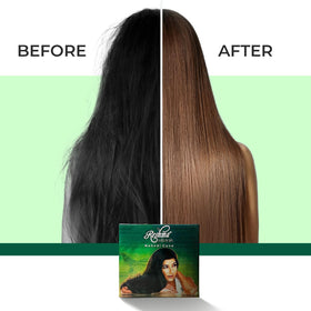 Reshma Beauty Henna Cone Color Reddish-Brown showing rich shade on hair