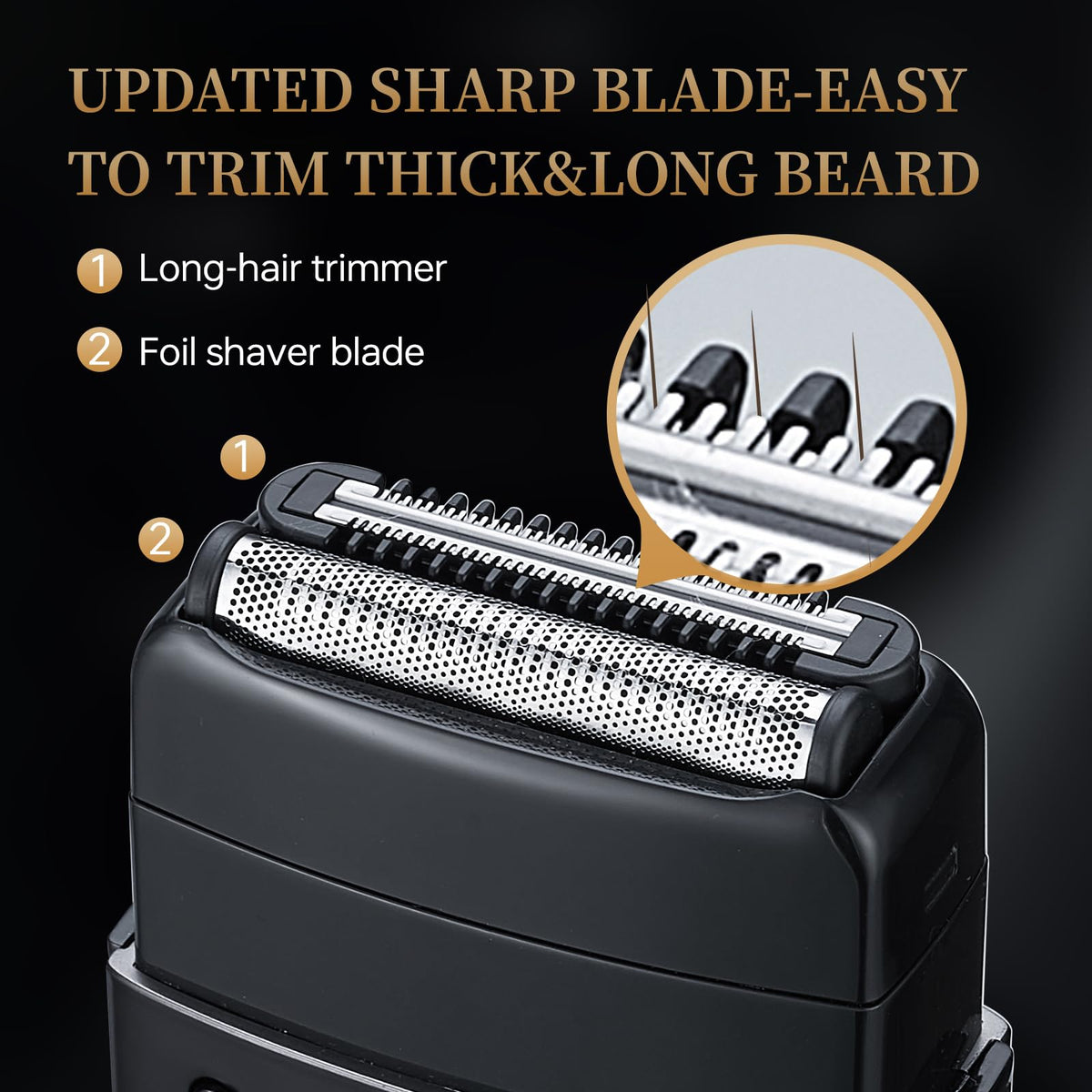 RESNOMI shaver blades close-up showing dual floating blades for a close shave